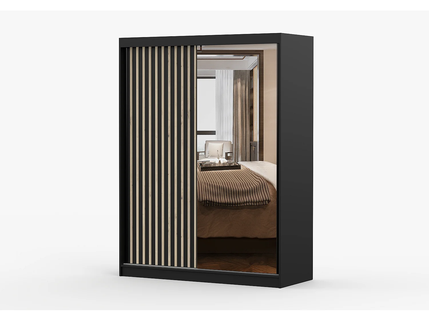 Armoire Auriane 150cm avec miroir - Noir