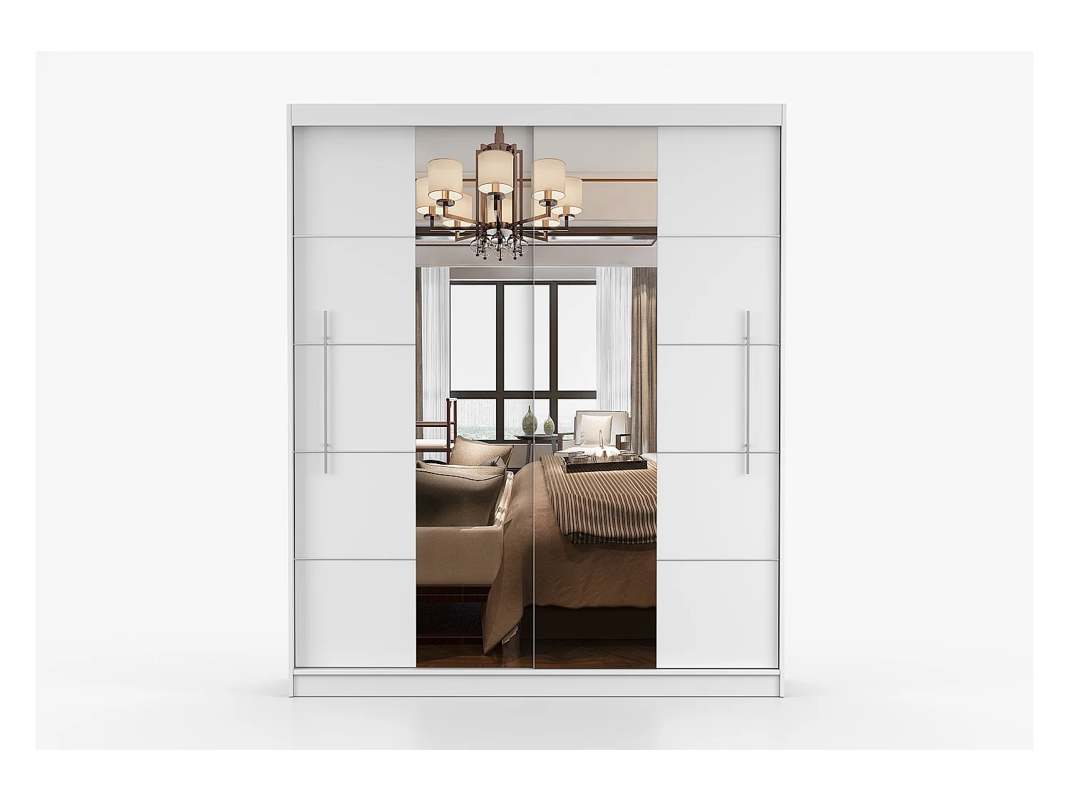 Armoire Orelia 203 cm avec miroir - Blanc