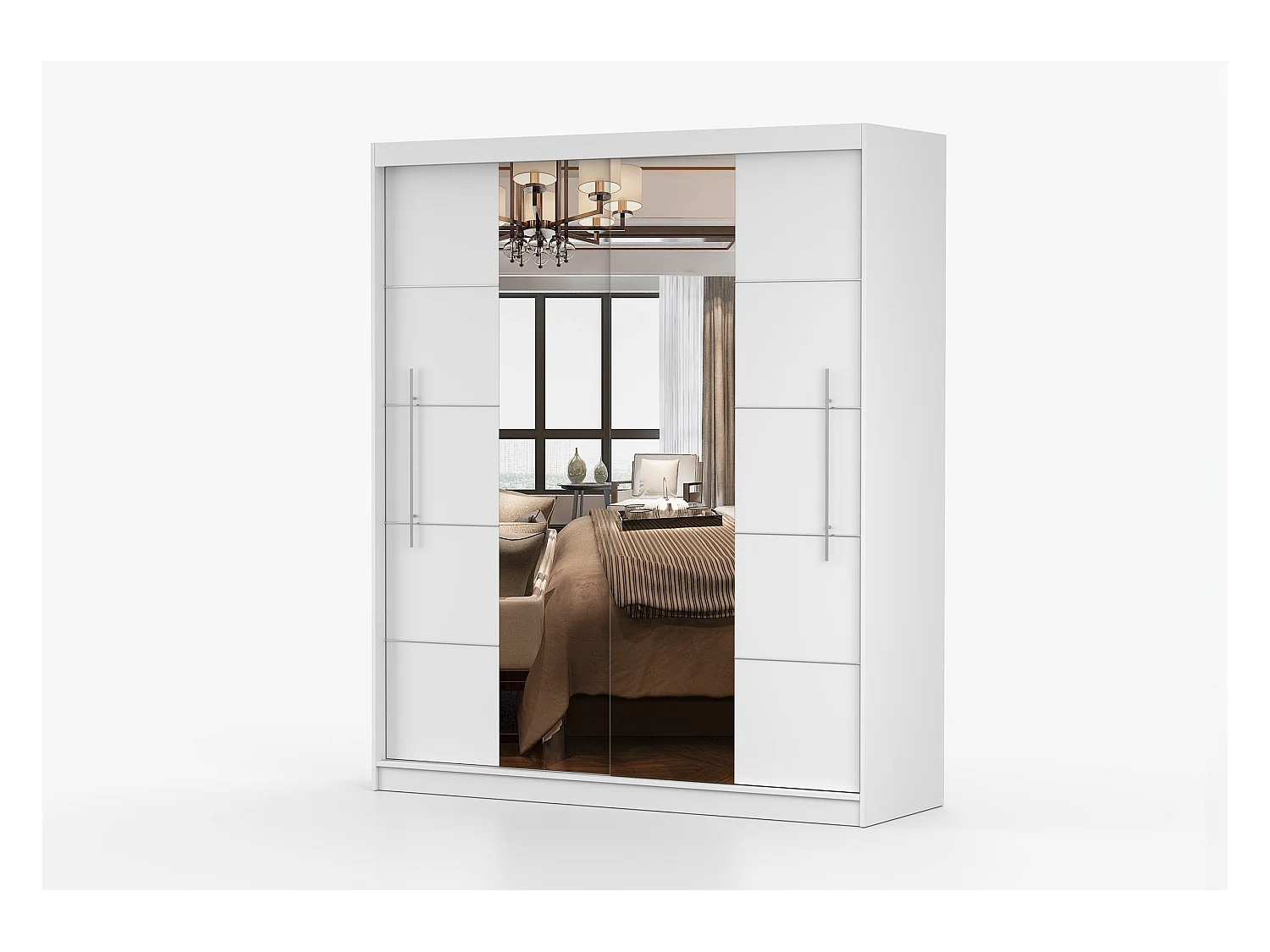 Armoire Orelia 203 cm avec miroir - Blanc