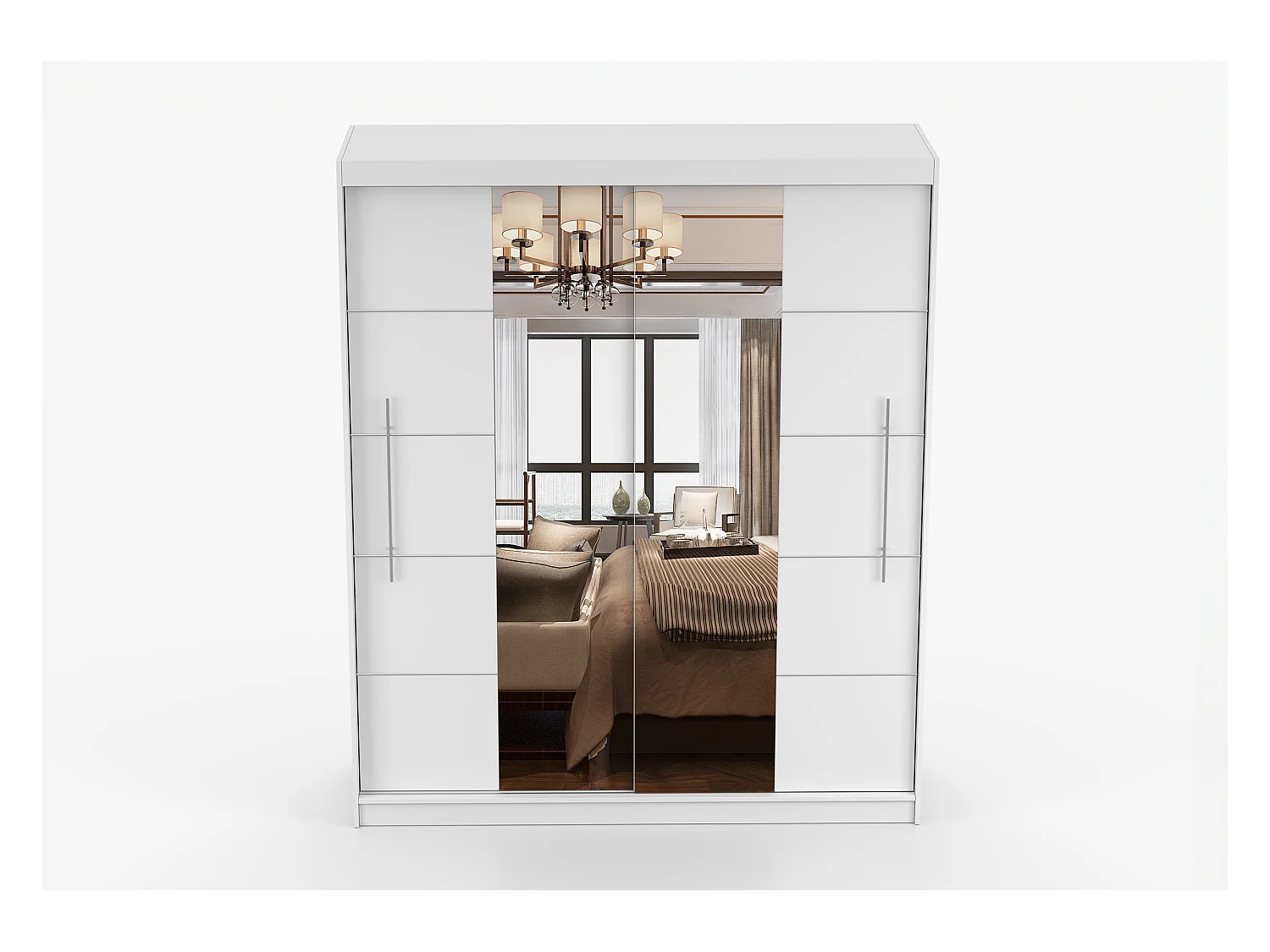 Armoire Orelia 203 cm avec miroir - Blanc