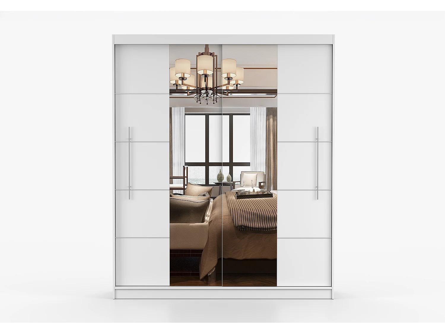 Armoire Orelia 203 cm avec miroir - Blanc