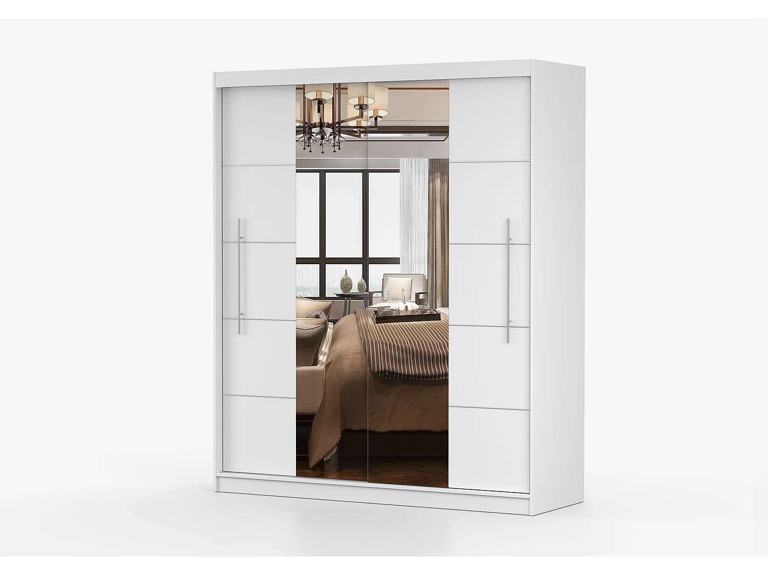 Armoire Orelia 203 cm avec miroir - Blanc