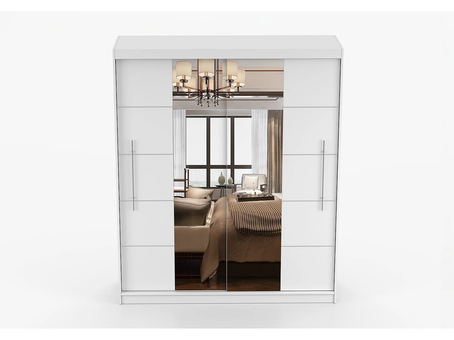 Armoire Orelia 203 cm avec miroir - Blanc