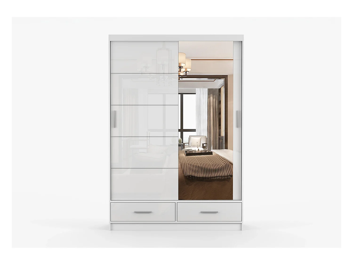 Armoire Saphina 150 cm avec miroir - Blanc