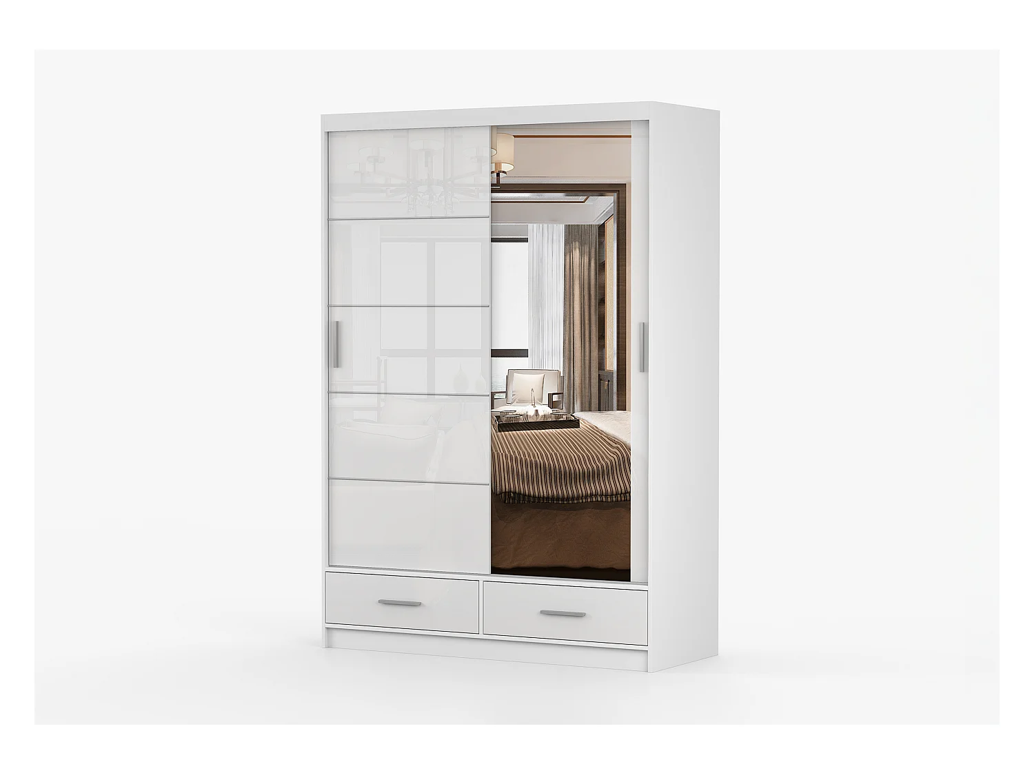 Armoire Saphina 150 cm avec miroir - Blanc