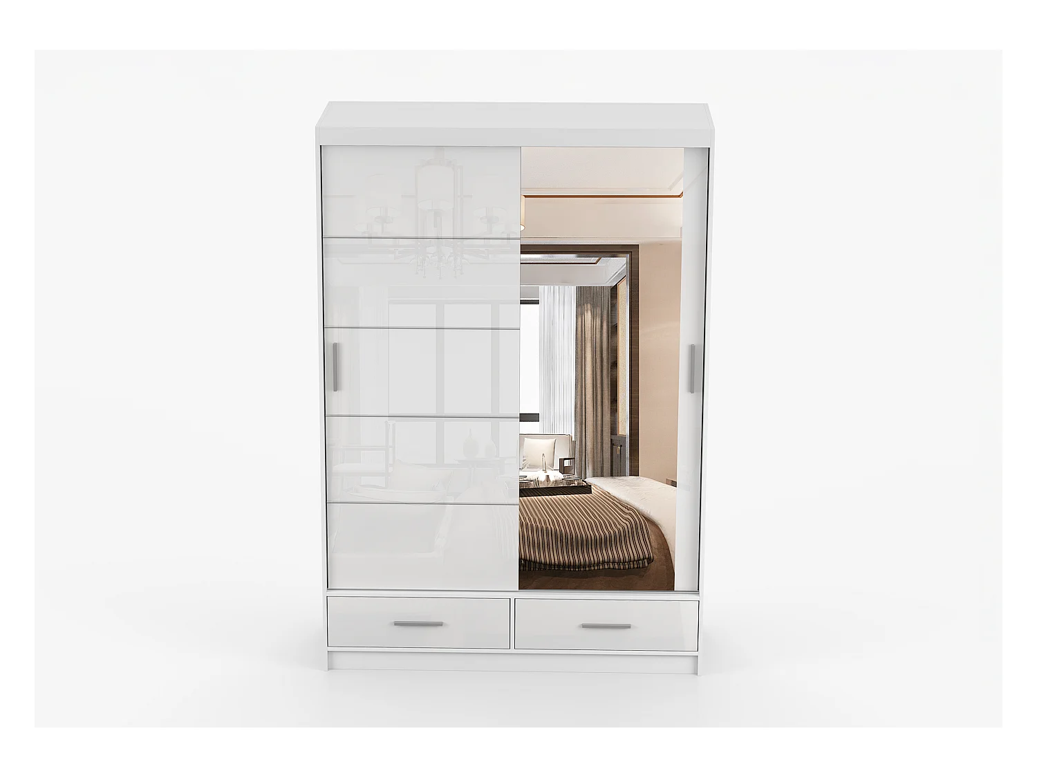 Armoire Saphina 150 cm avec miroir - Blanc