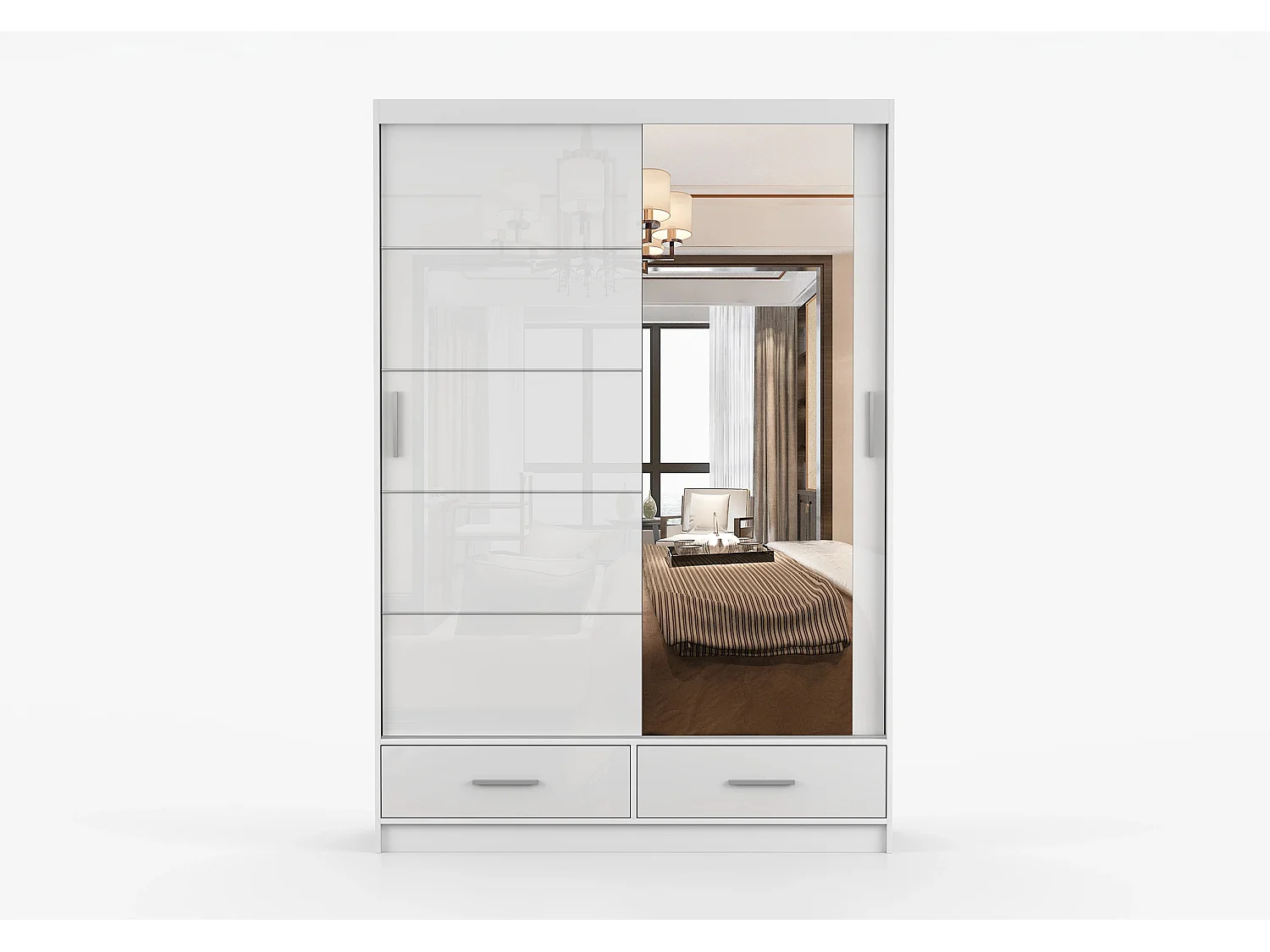 Armoire Saphina 150 cm avec miroir - Blanc