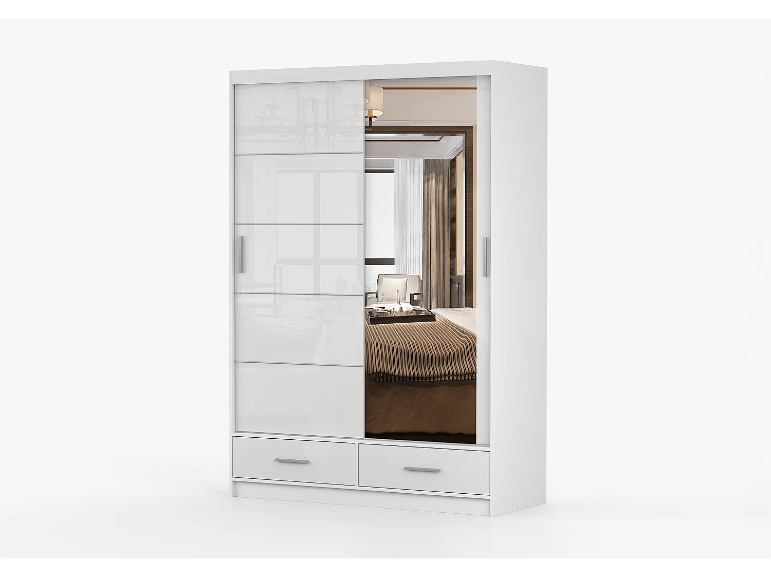 Armoire Saphina 150 cm avec miroir - Blanc