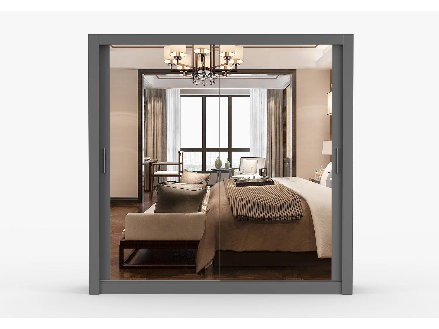 Armoire Maer 203 cm avec miroir - Gris