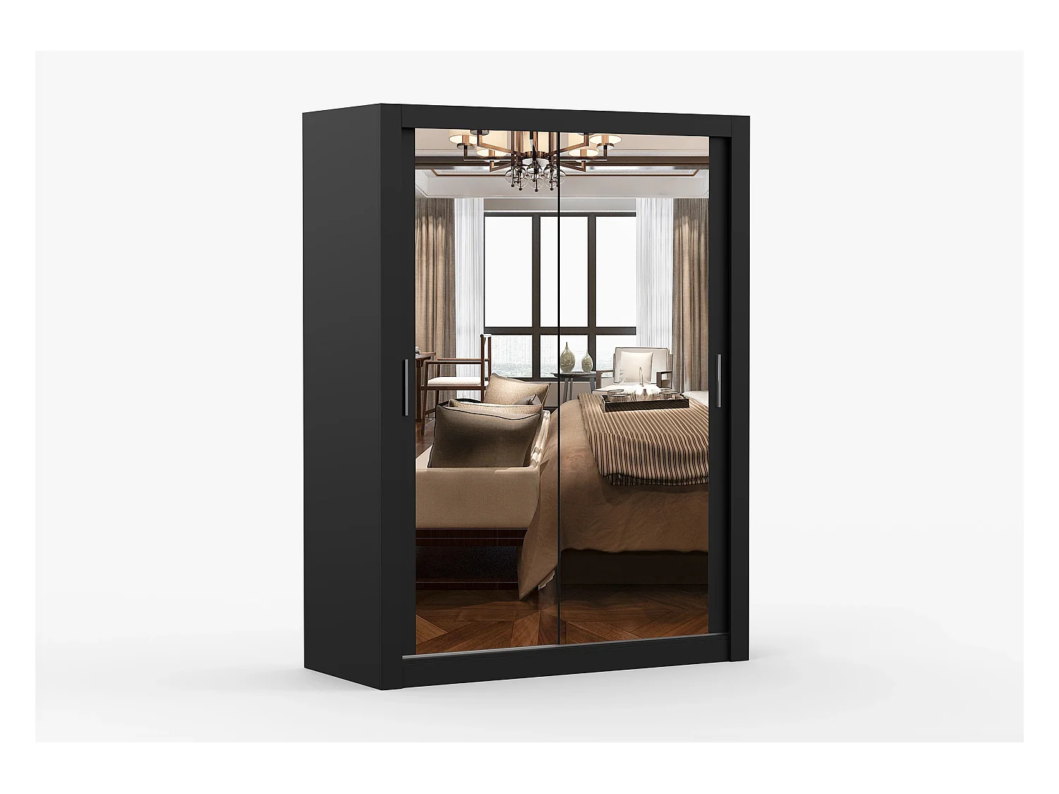 Armoire Maelian 150 cm avec miroir - Noir