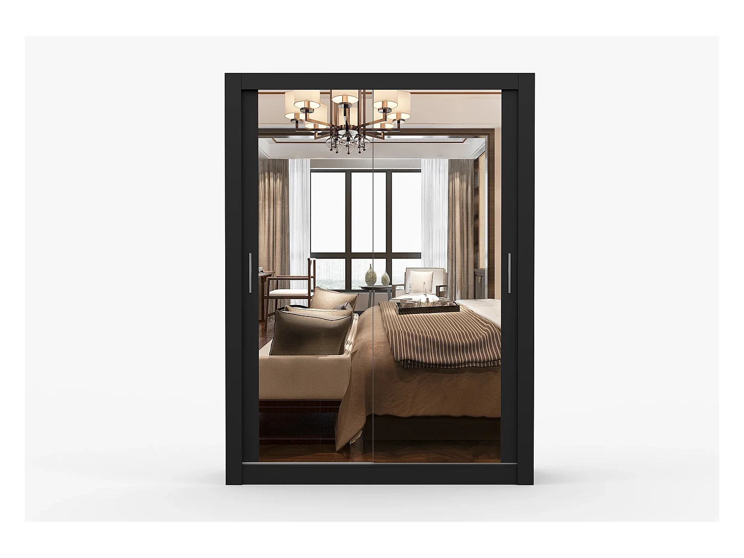 Armoire Maelian 150 cm avec miroir - Noir