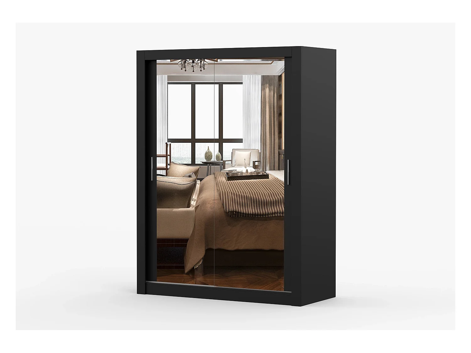 Armoire Maelian 150 cm avec miroir - Noir