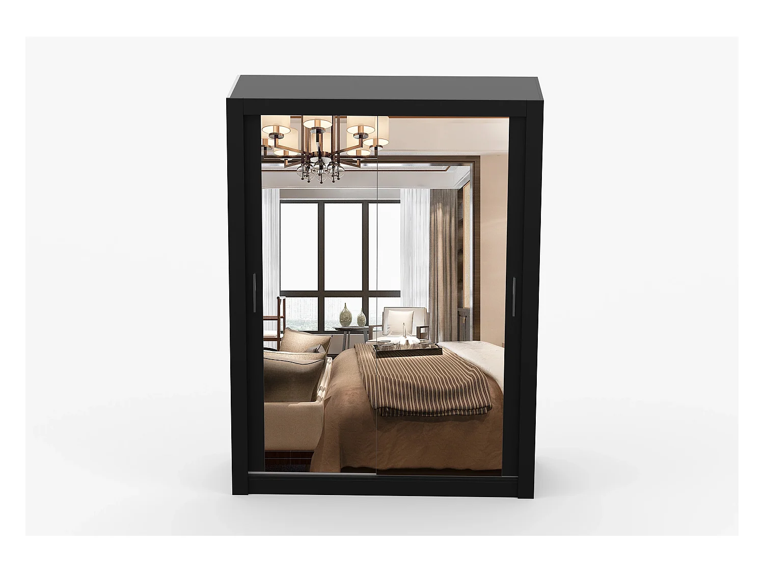 Armoire Maelian 150 cm avec miroir - Noir