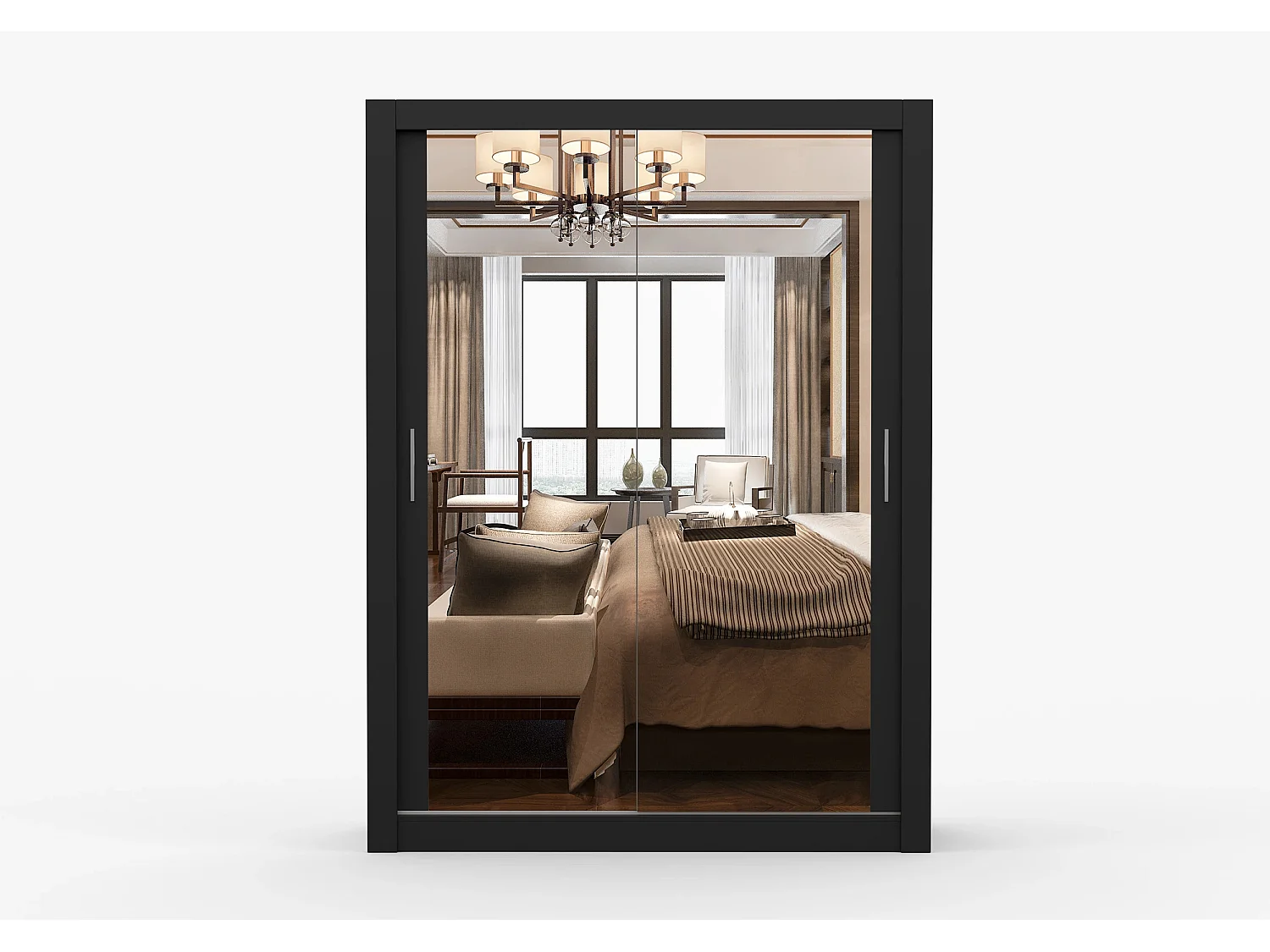 Armoire Maelian 150 cm avec miroir - Noir