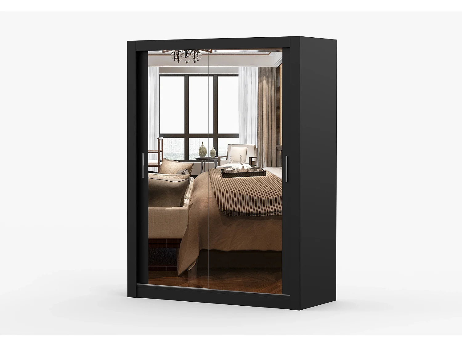 Armoire Maelian 150 cm avec miroir - Noir