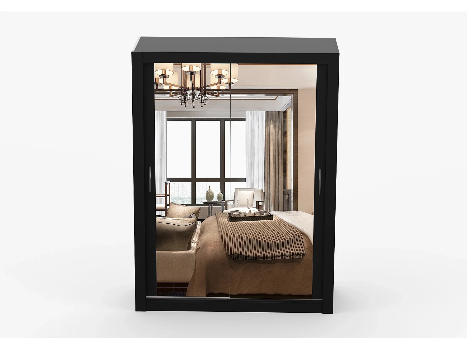 Armoire Maelian 150 cm avec miroir - Noir