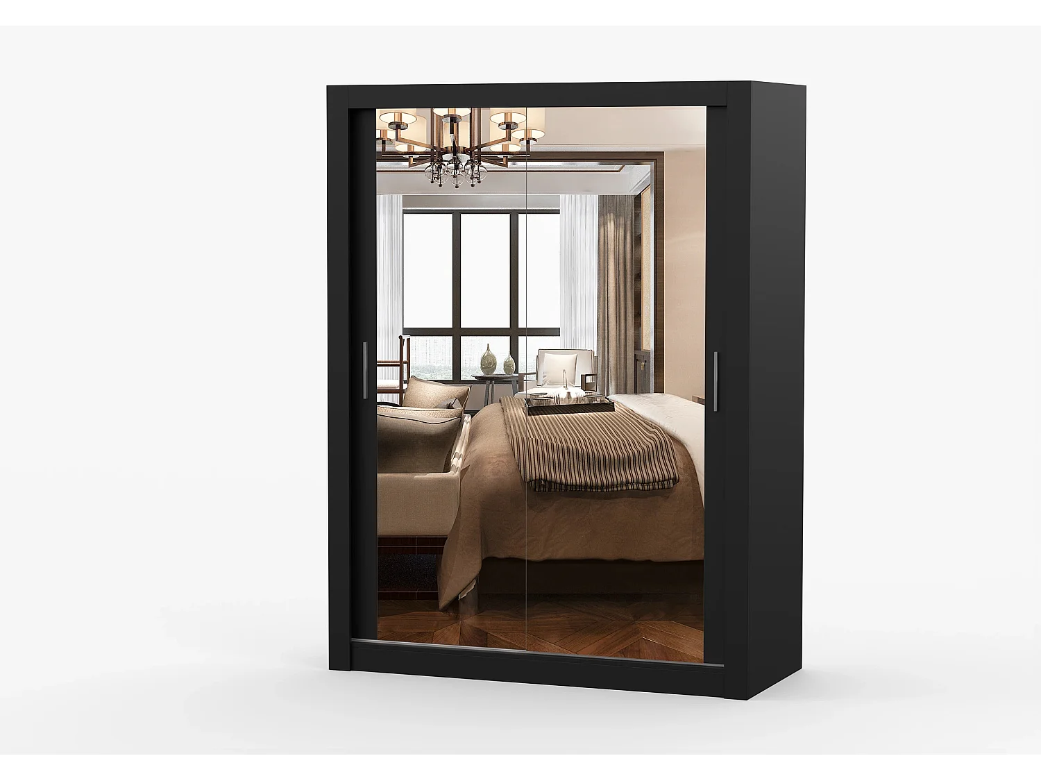 Armoire Maelian 150 cm avec miroir - Noir