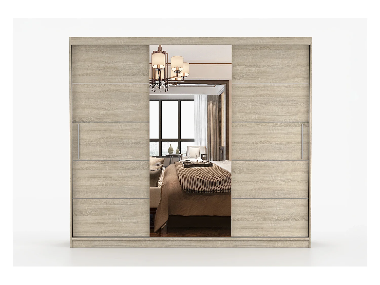 Armoire Olympe 233 cm avec miroir - Chêne