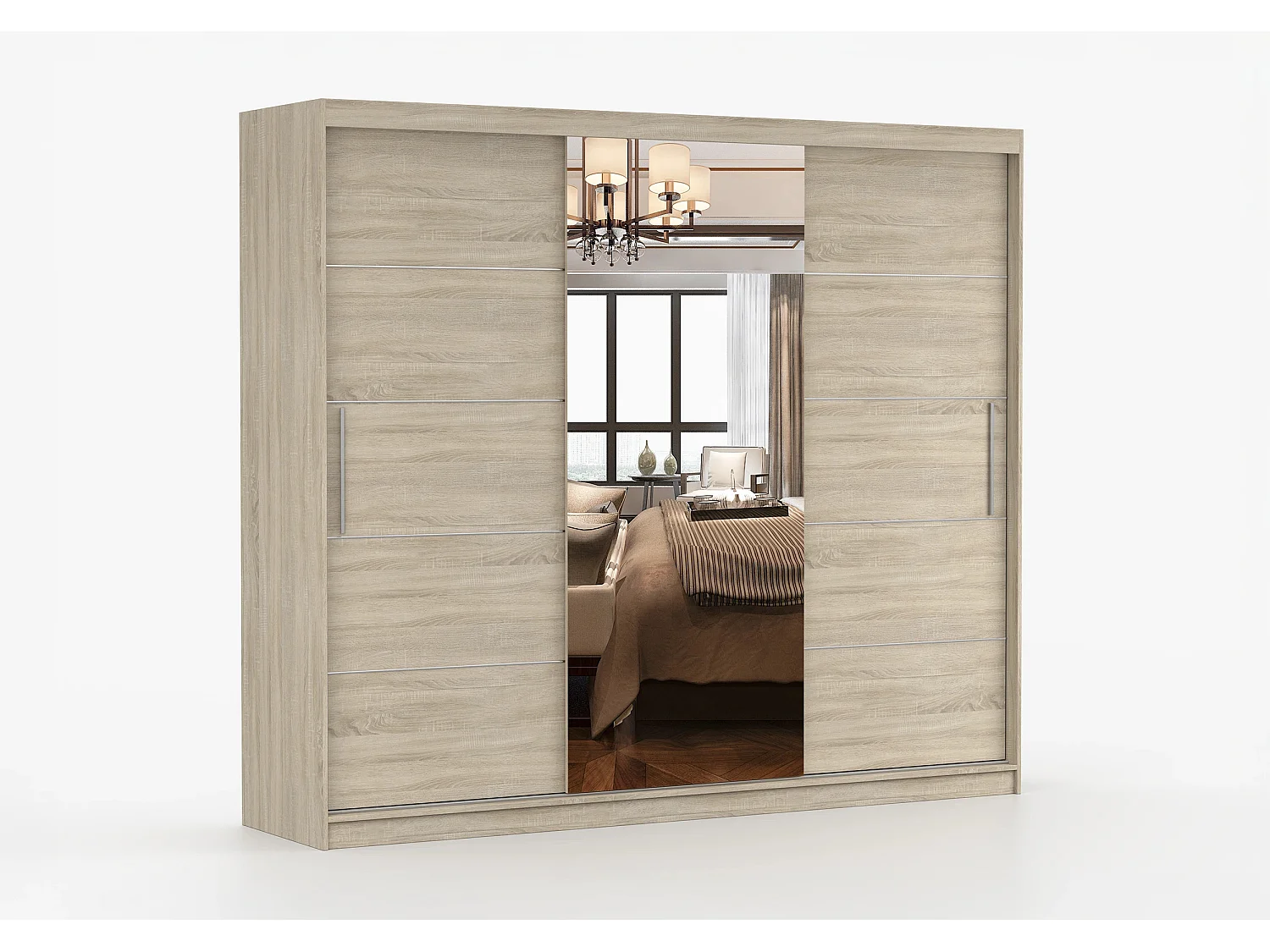 Armoire Olympe 233 cm avec miroir - Chêne