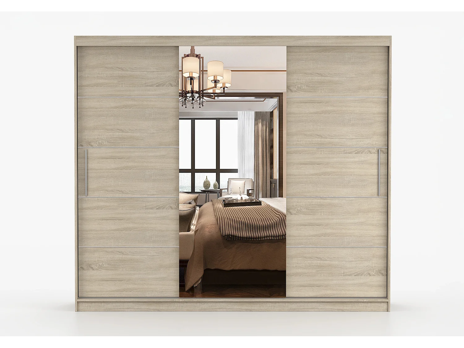 Armoire Olympe 233 cm avec miroir - Chêne