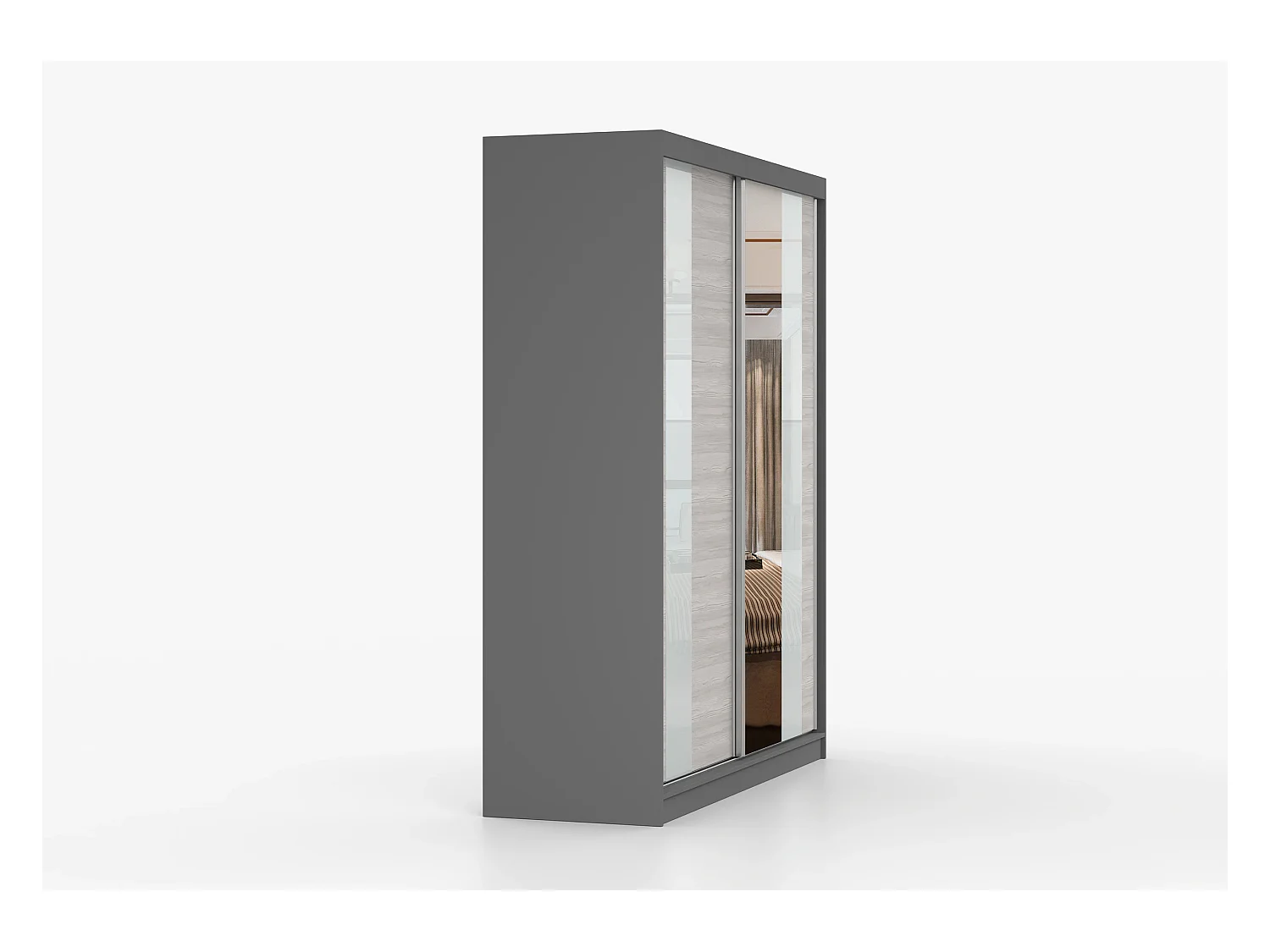 Armoire Lyra 183 cm avec miroir - Gris - Kathult