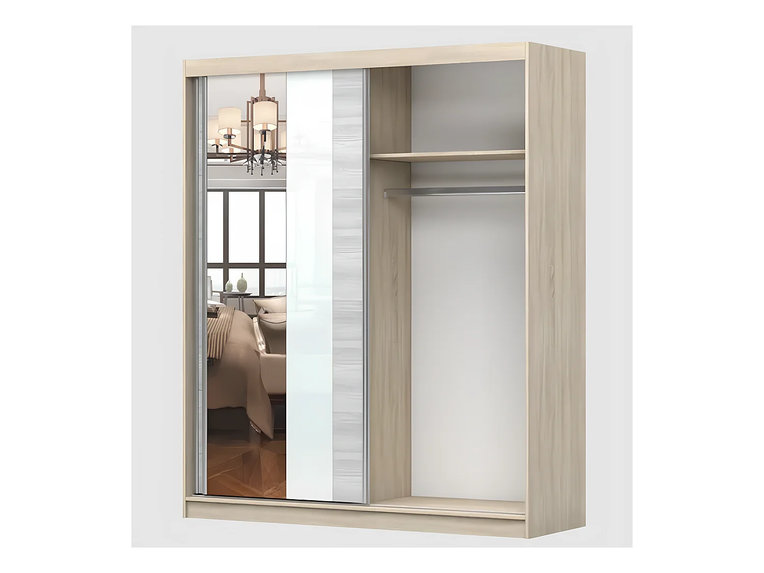 Armoire Lyra 183 cm avec miroir - Gris - Kathult