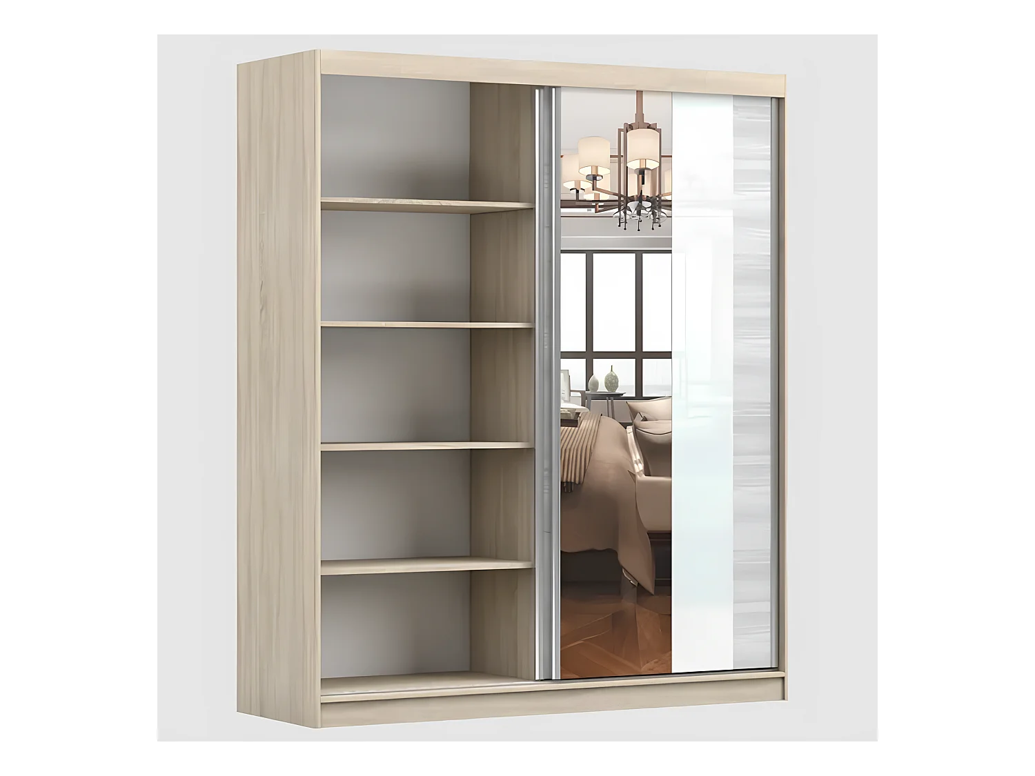 Armoire Lyra 183 cm avec miroir - Gris - Kathult