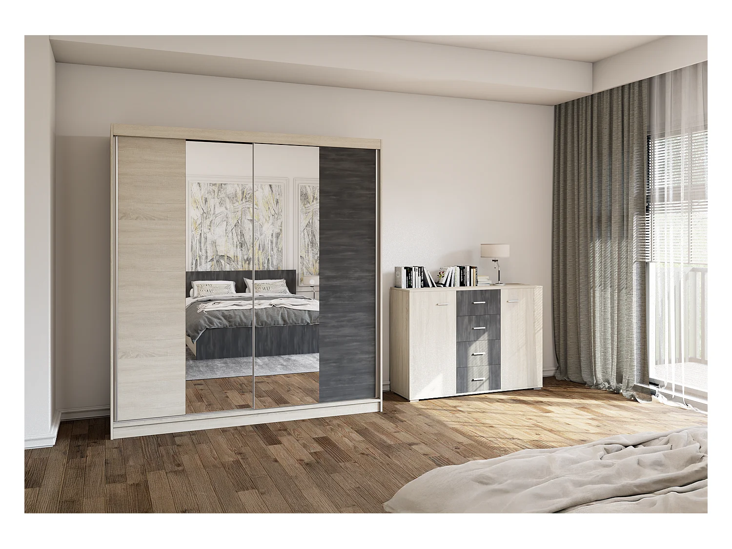 Armoire Oriane Couleur Chêne - Pin