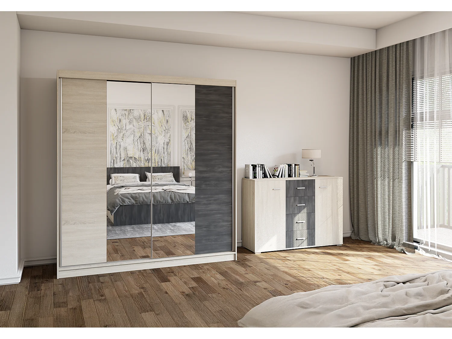 Armoire Oriane Couleur Chêne - Pin