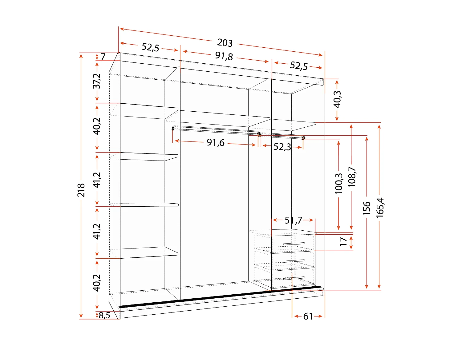 Armoire Oriane Couleur Chêne - Pin