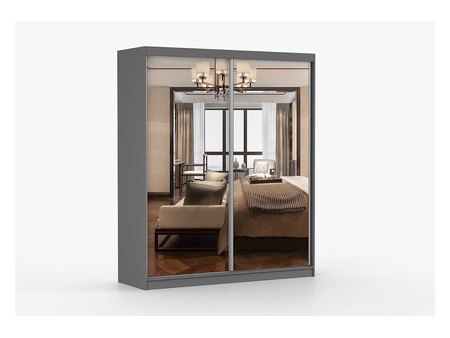 Armoire Solènea 183 cm avec miroir - Gris