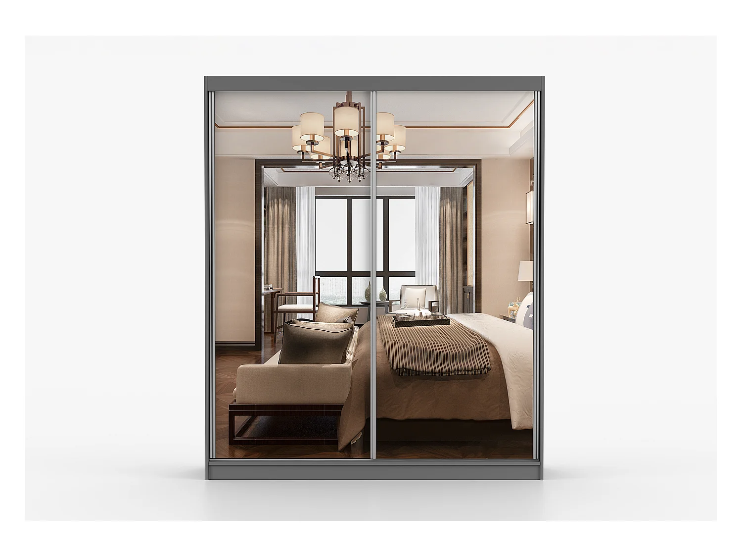 Armoire Solènea 183 cm avec miroir - Gris