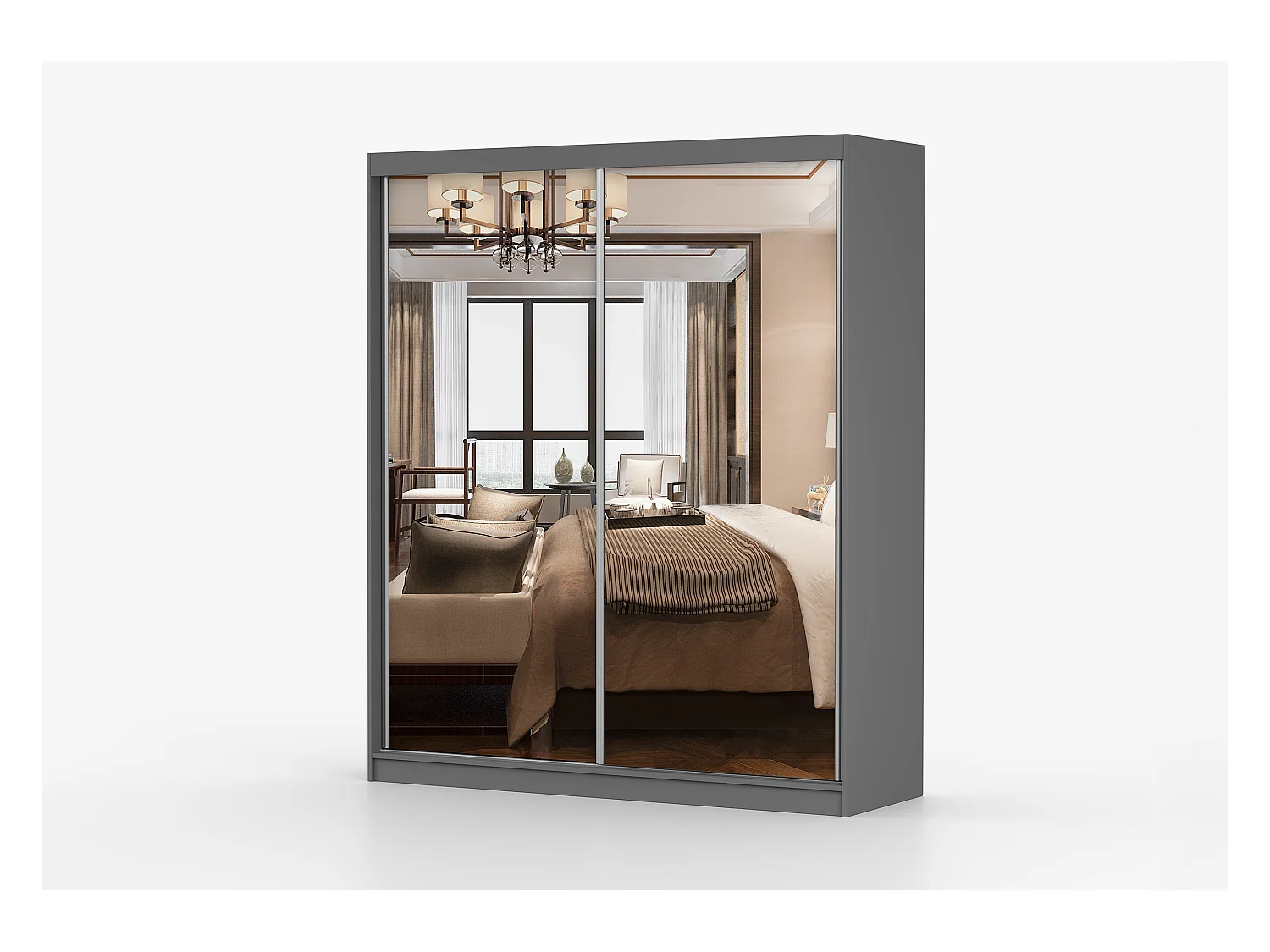 Armoire Solènea 183 cm avec miroir - Gris