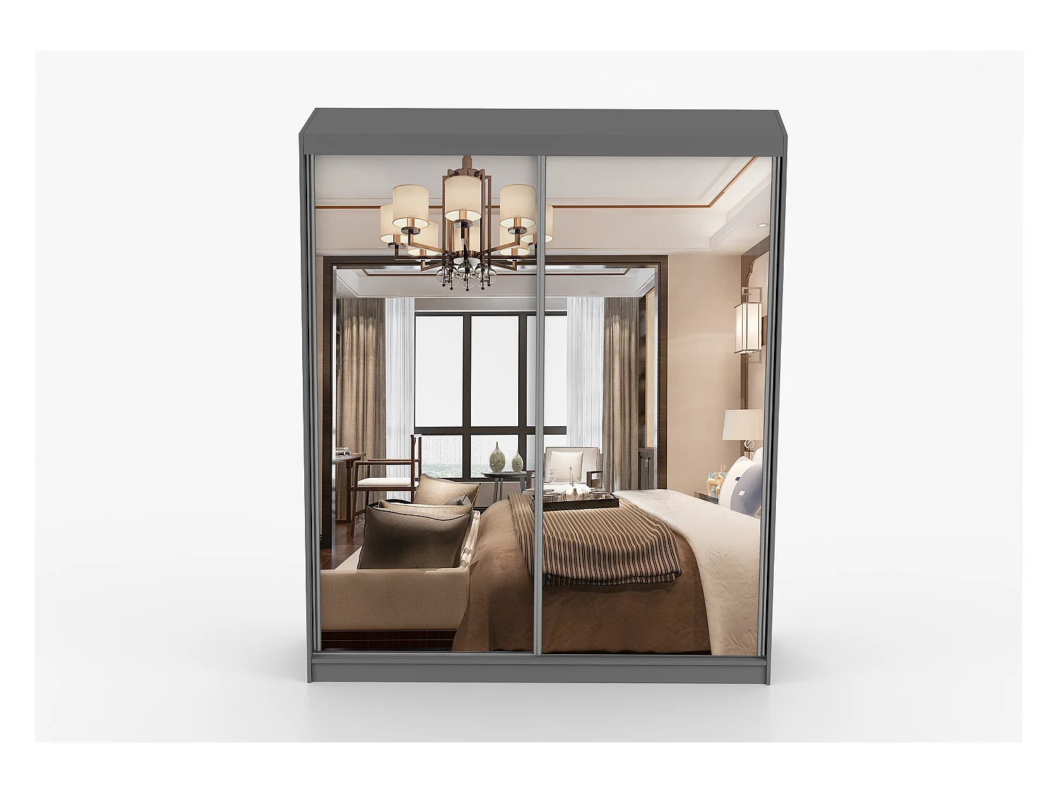 Armoire Solènea 183 cm avec miroir - Gris