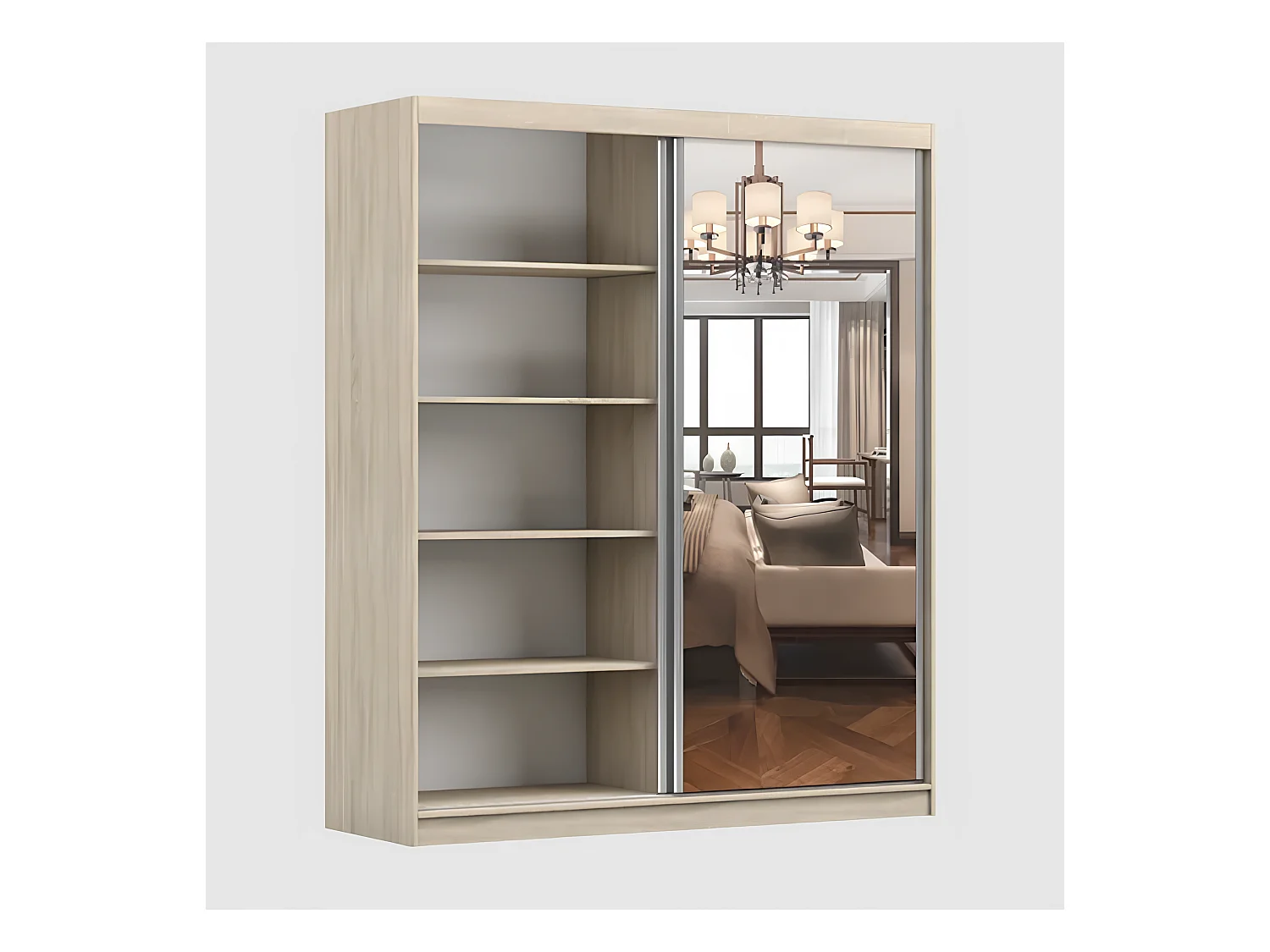 Armoire Solènea 183 cm avec miroir - Gris