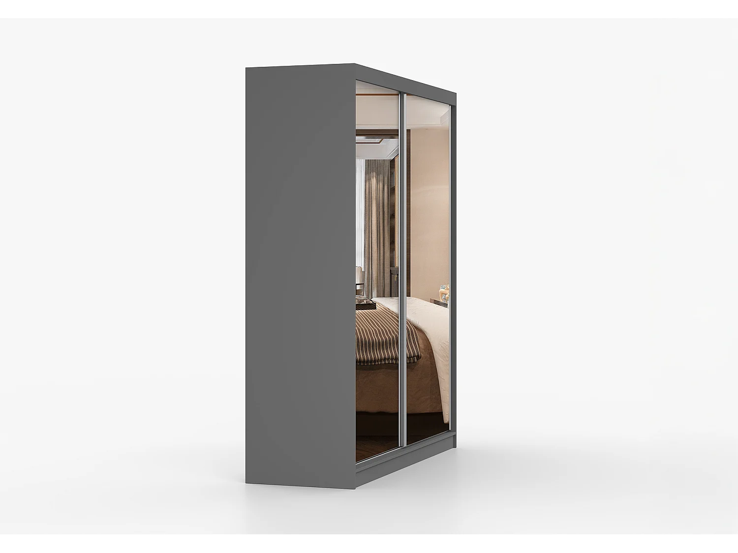 Armoire Solènea 183 cm avec miroir - Gris