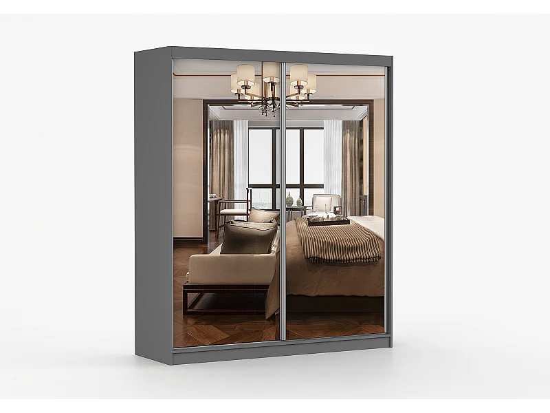 Armoire Solènea 183 cm avec miroir - Gris