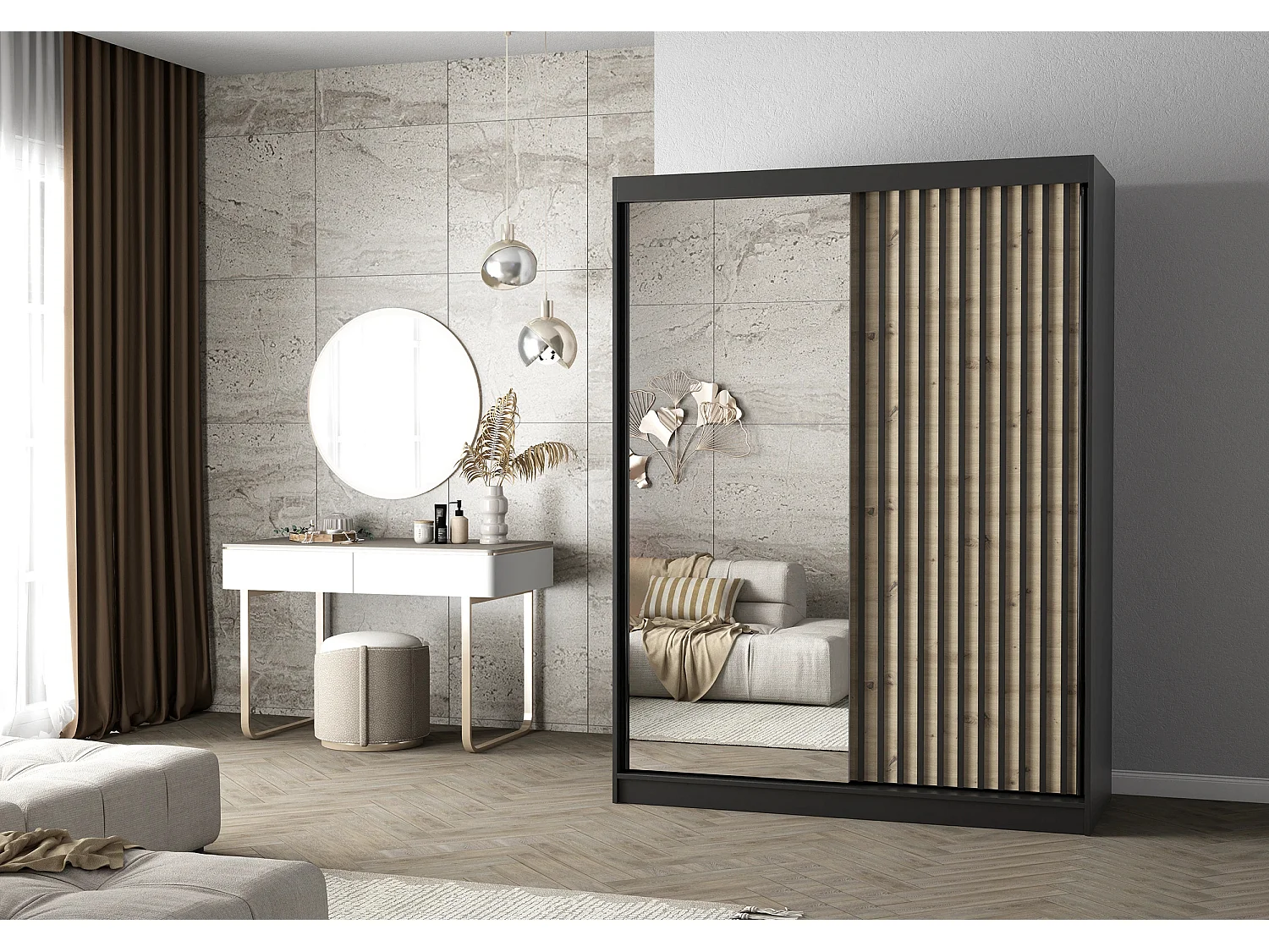 Armoire Maelysse 150 cm - Noir - Artisan