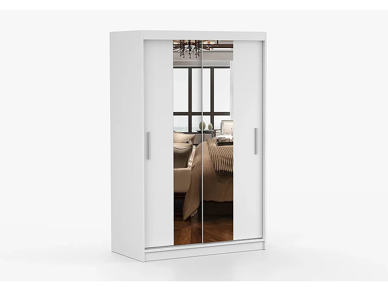 Armoire Danaé 120 cm avec miroir - Blanc