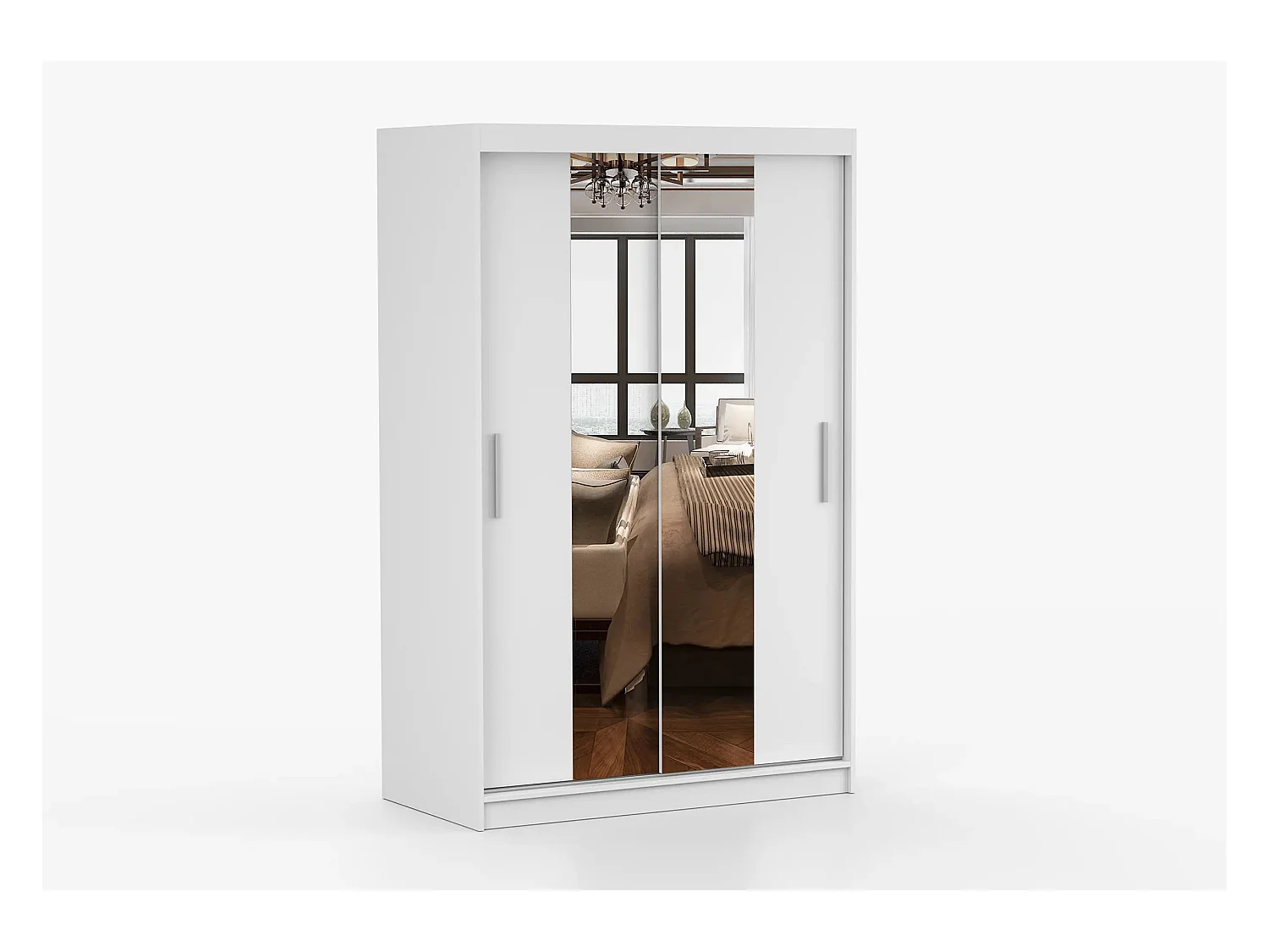 Armoire Danaé 120 cm avec miroir - Blanc