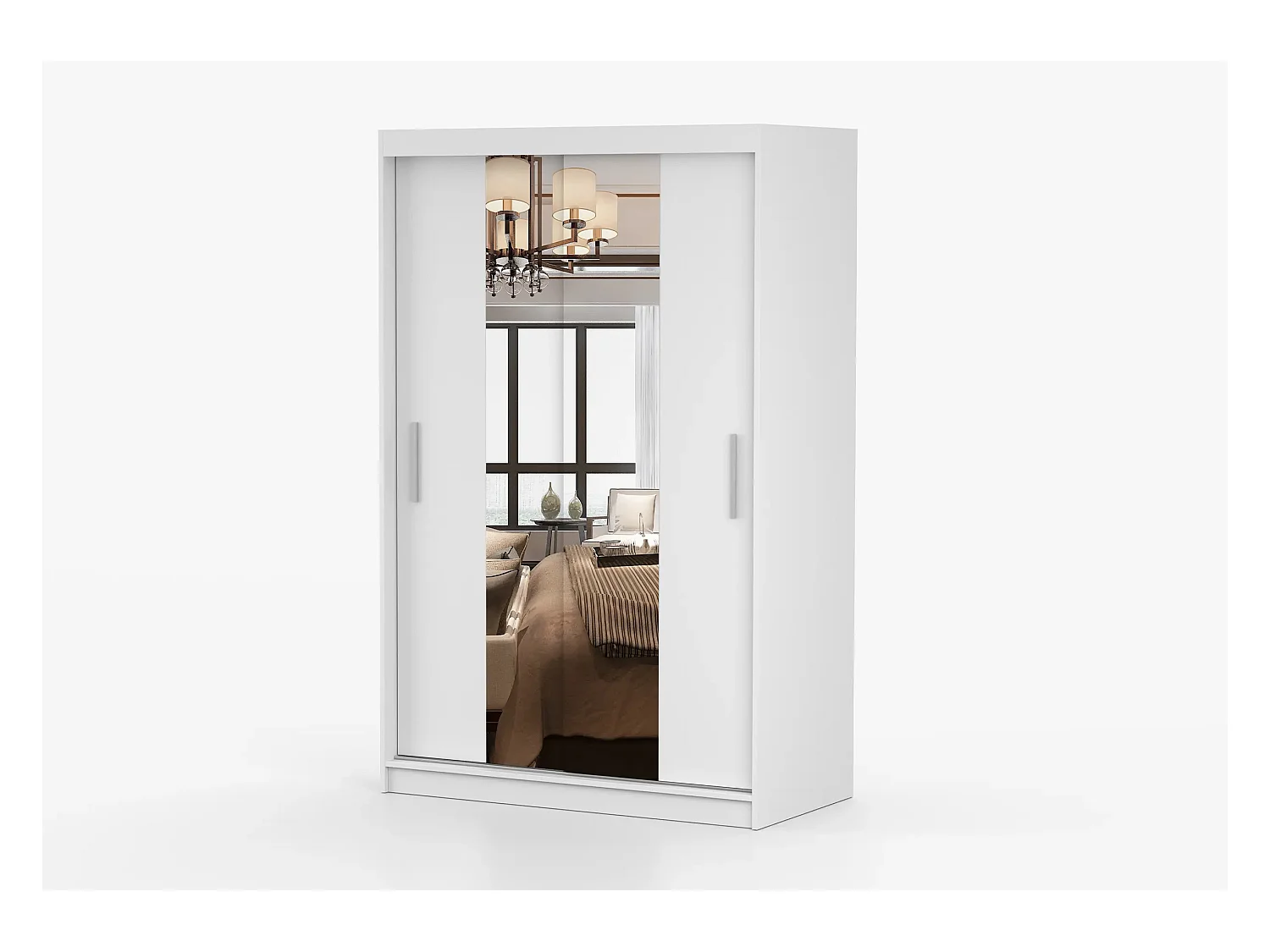 Armoire Danaé 120 cm avec miroir - Blanc