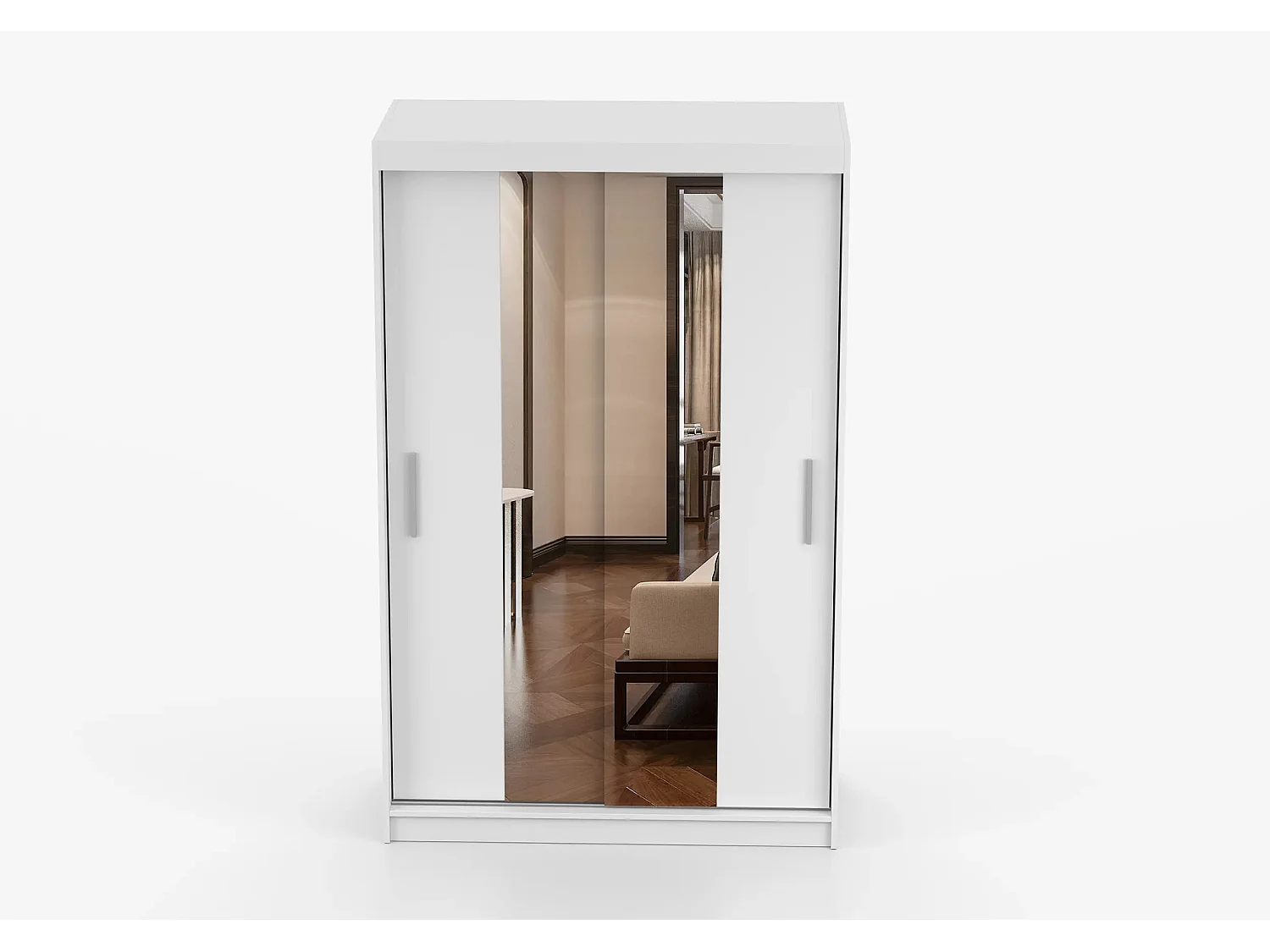 Armoire Danaé 120 cm avec miroir - Blanc