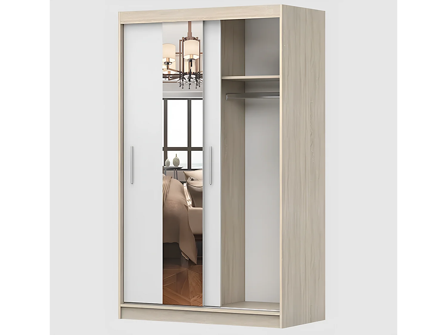 Armoire Danaé 120 cm avec miroir - Blanc
