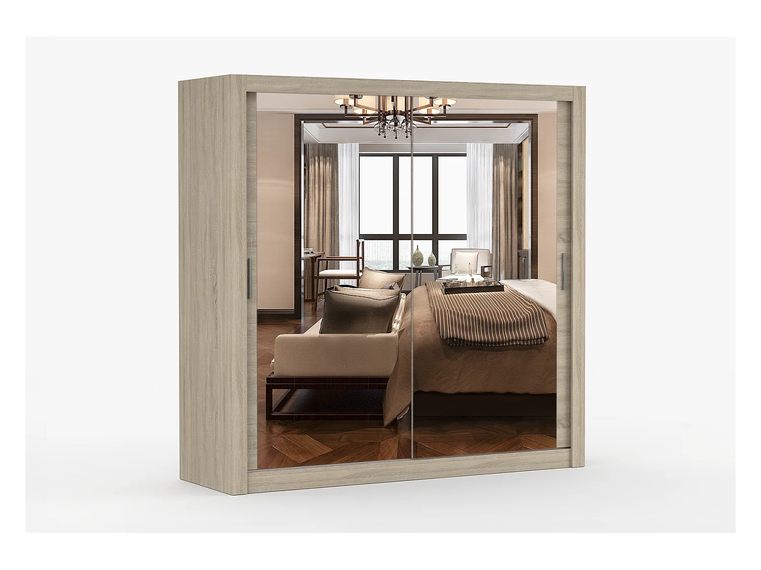 Armoire Maer 203 cm avec miroir - Chêne