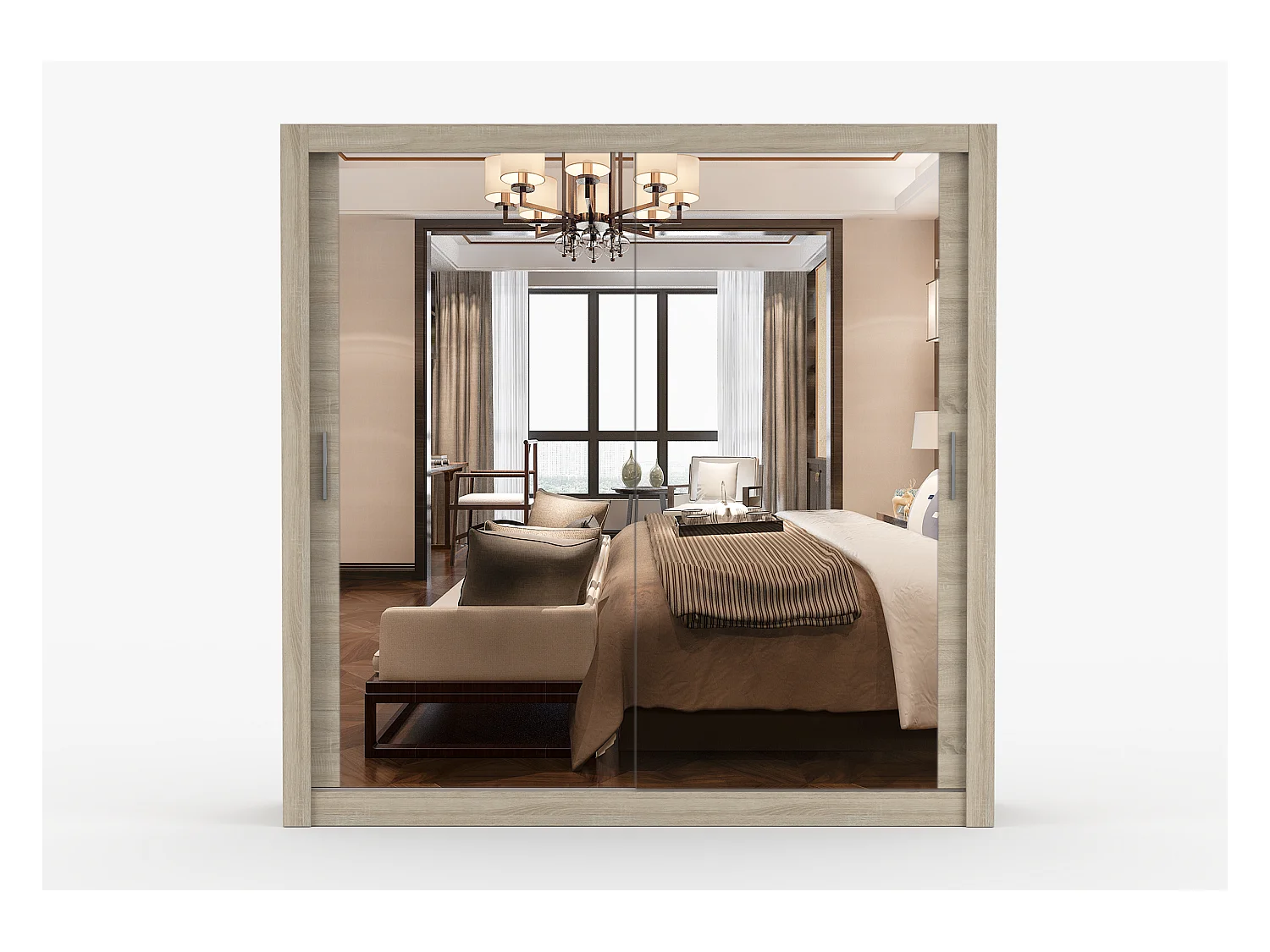 Armoire Maer 203 cm avec miroir - Chêne