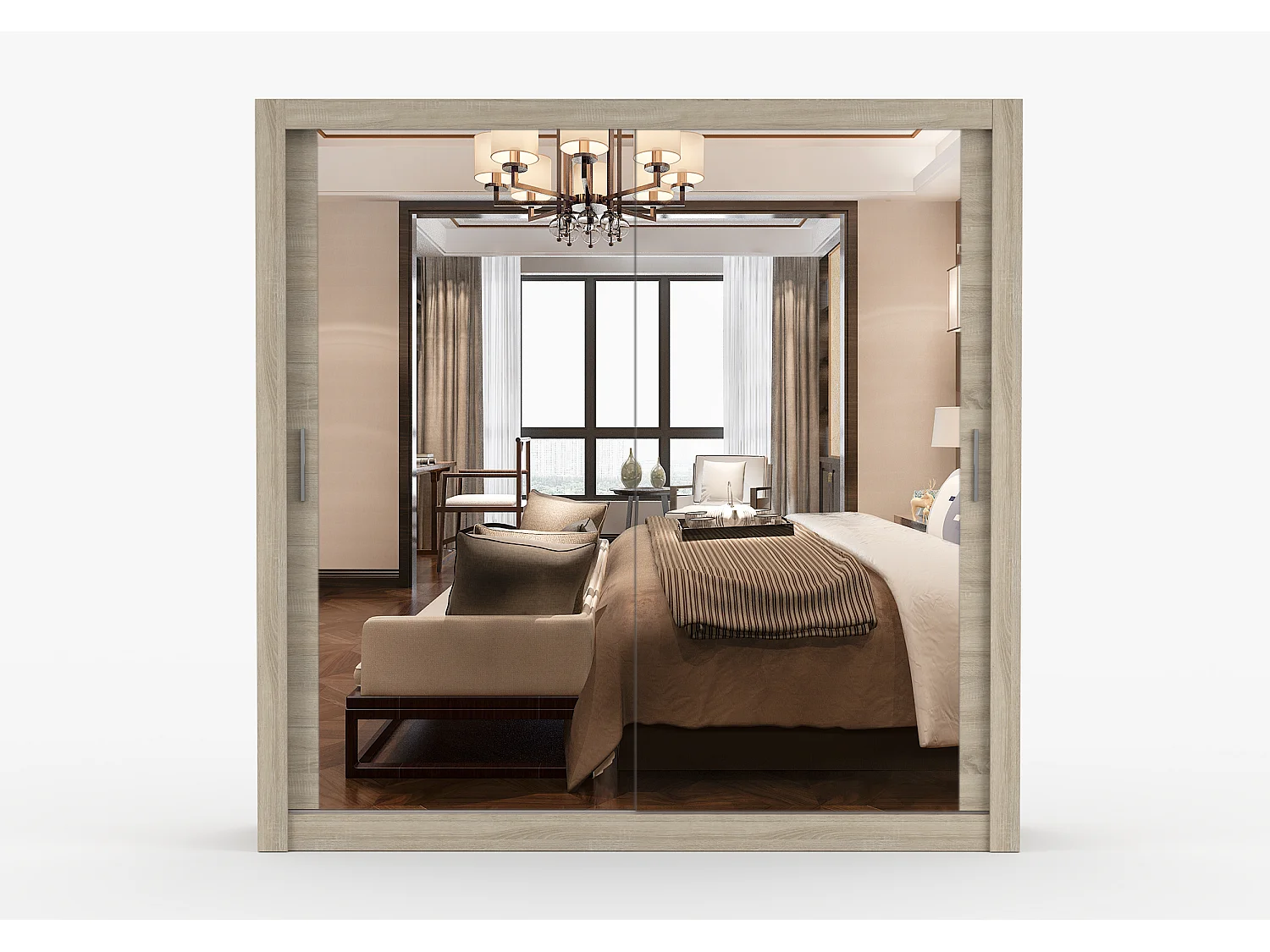 Armoire Maer 203 cm avec miroir - Chêne