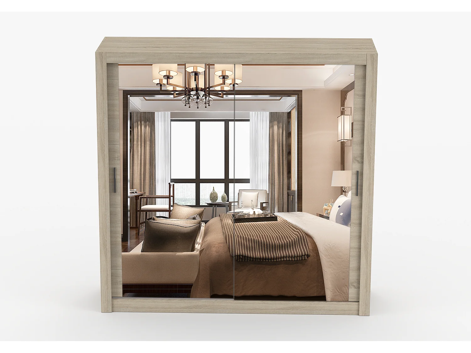 Armoire Maer 203 cm avec miroir - Chêne