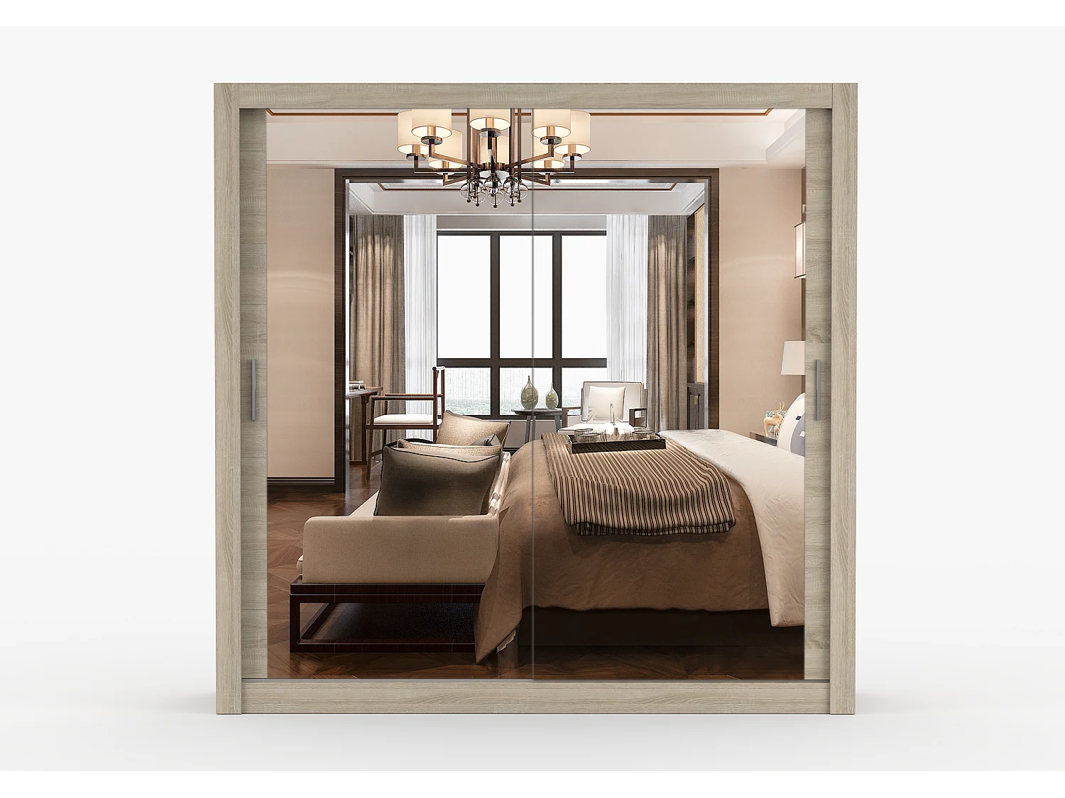 Armoire Maer 203 cm avec miroir - Chêne