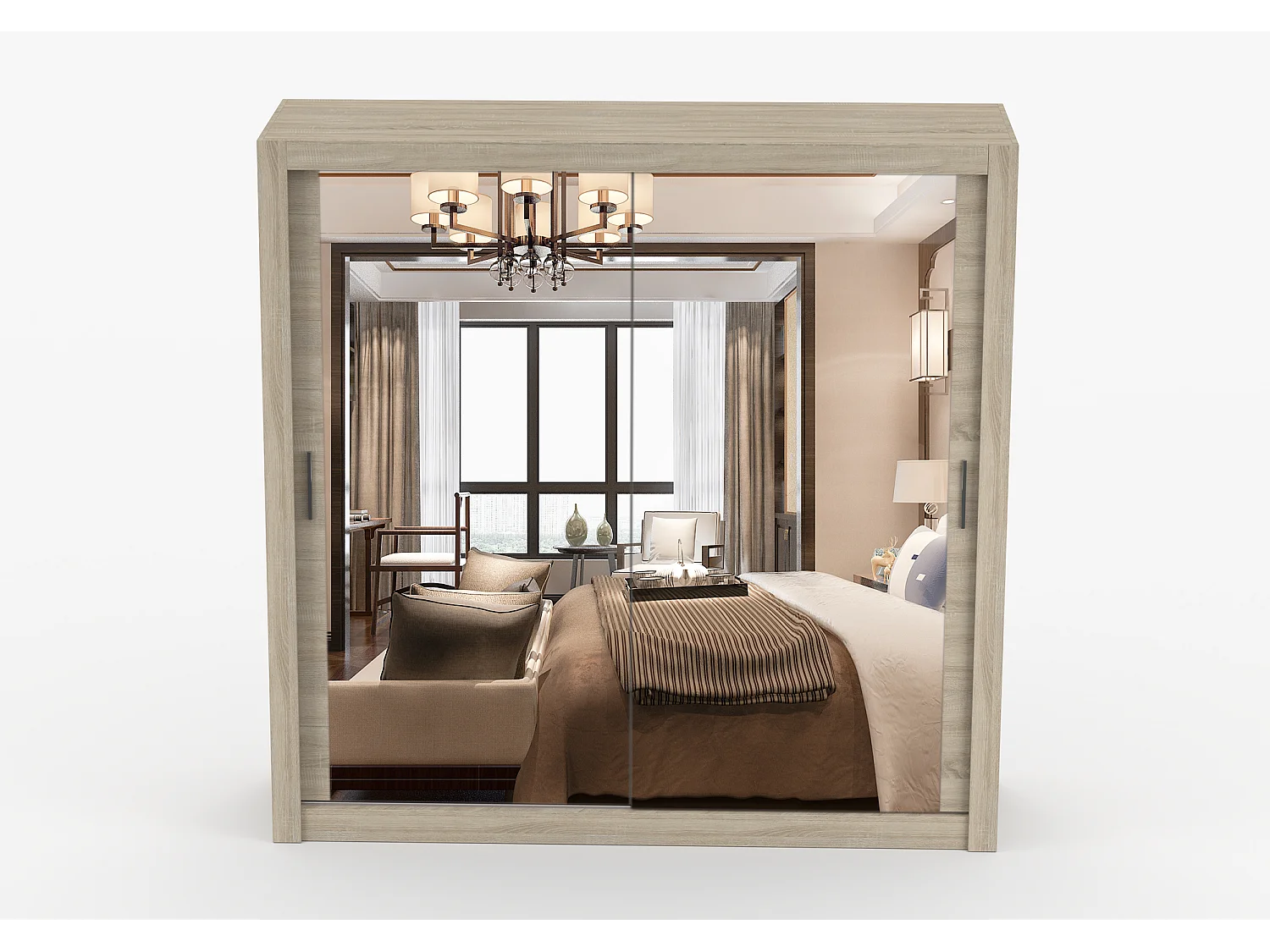 Armoire Maer 203 cm avec miroir - Chêne