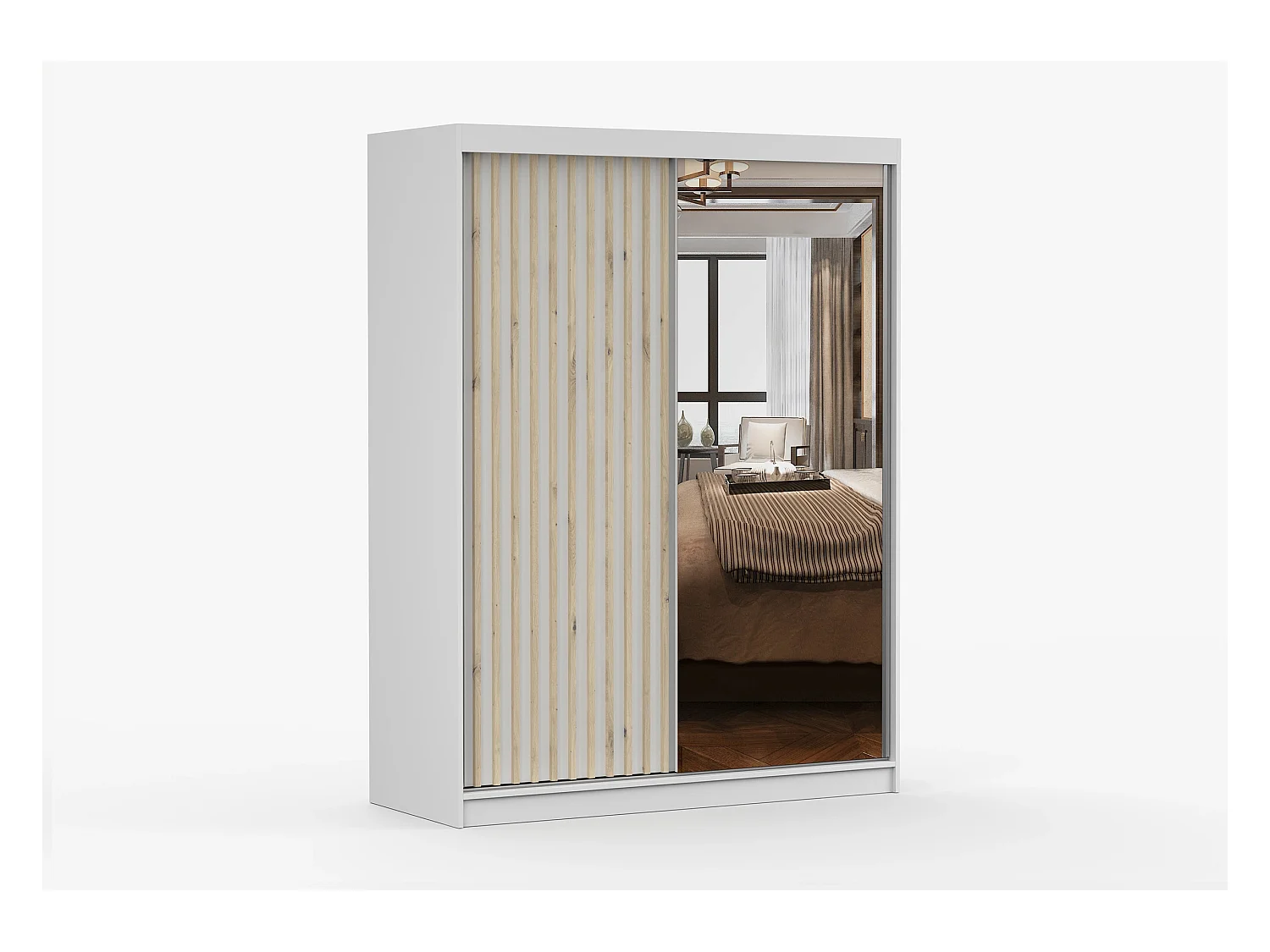Armoire Zinaé 150 cm avec miroir - Blanc